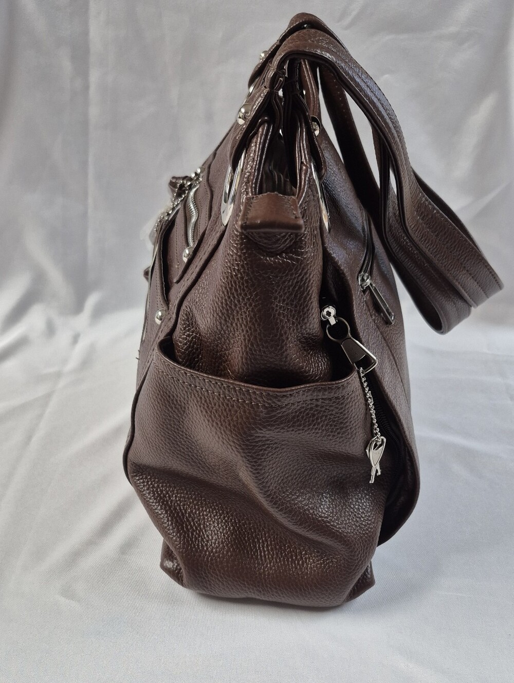 Roma Handbag Shoulder Bag Women Concealed Carry Brown Pebbled Leather Western - Picture 7 of 13